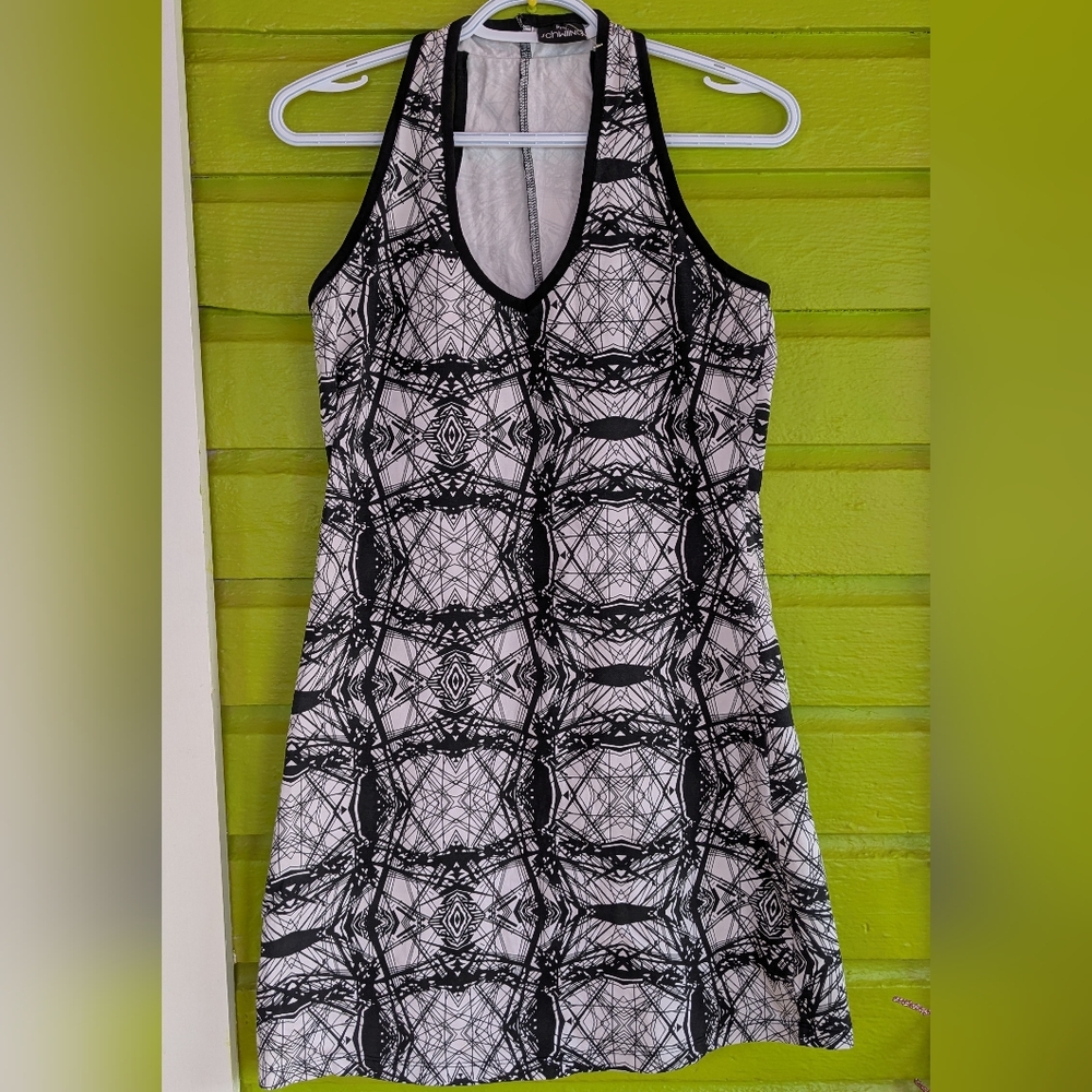 Schwiing Black & White Patterned ALine Skater Dress Small